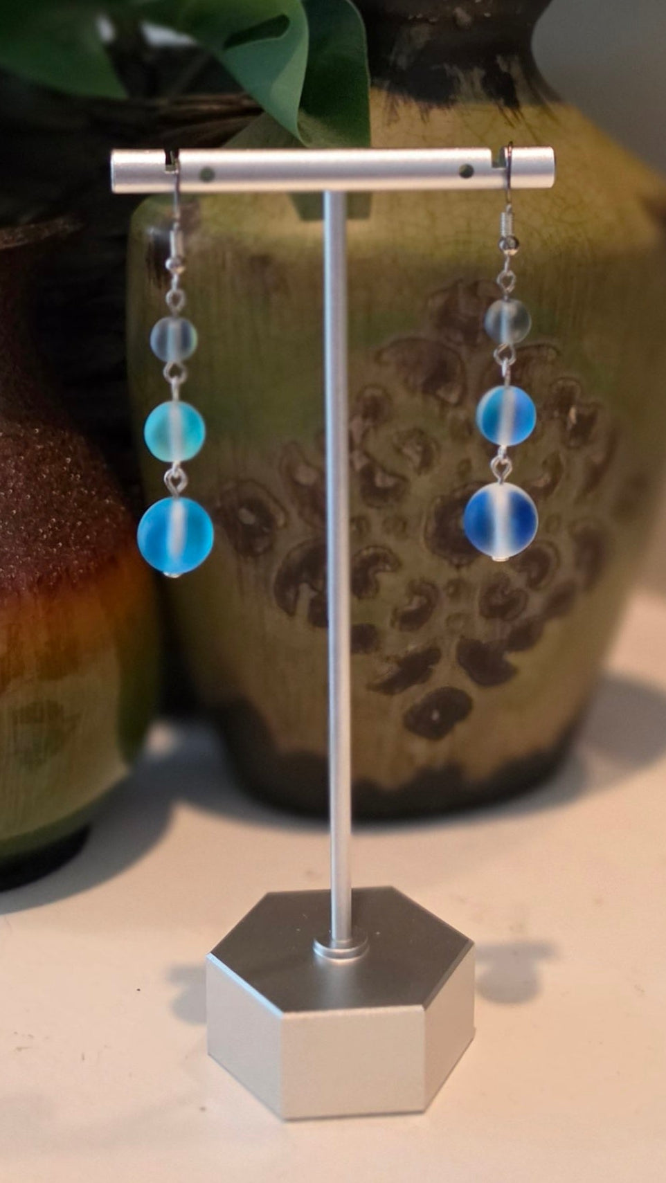 Frosted Aurora Glow – Handmade Dangle Earrings