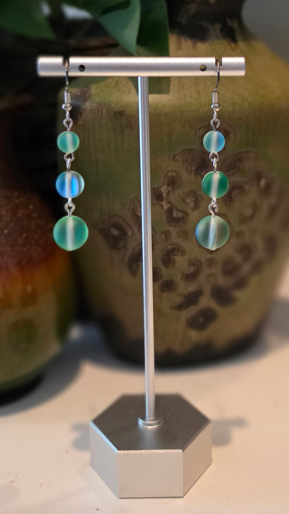 Frosted Aurora Glow – Handmade Dangle Earrings