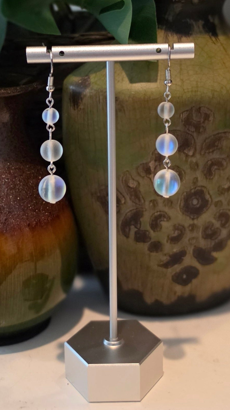 Frosted Aurora Glow – Handmade Dangle Earrings