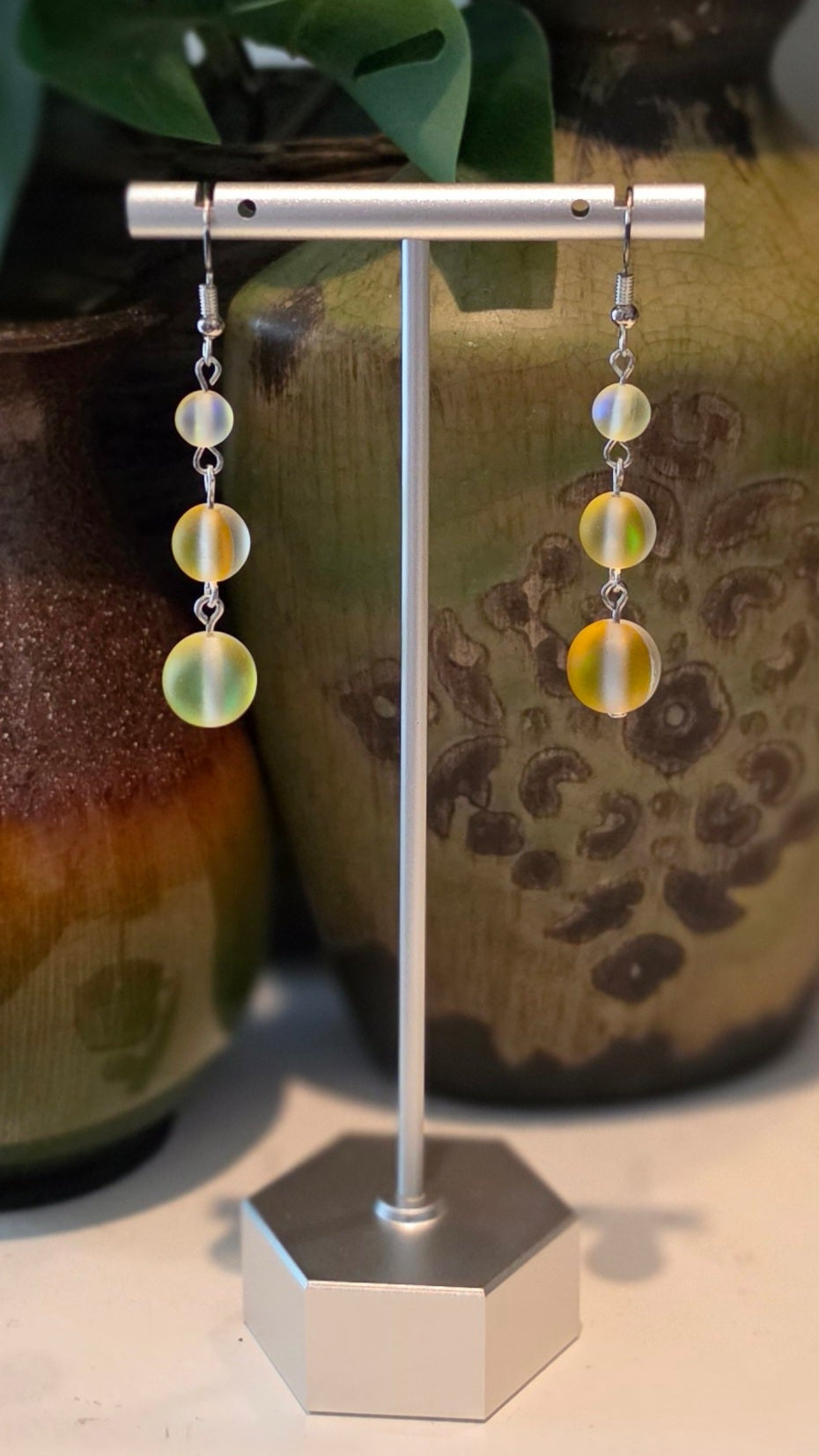 Frosted Aurora Glow – Handmade Dangle Earrings