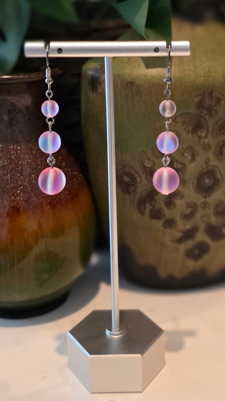 Frosted Aurora Glow – Handmade Dangle Earrings