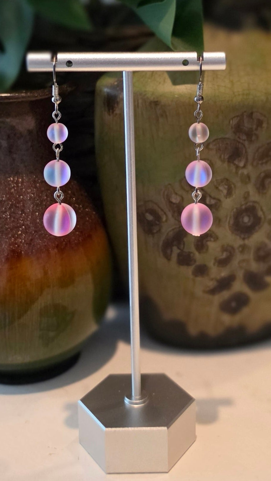 Frosted Aurora Glow – Handmade Dangle Earrings